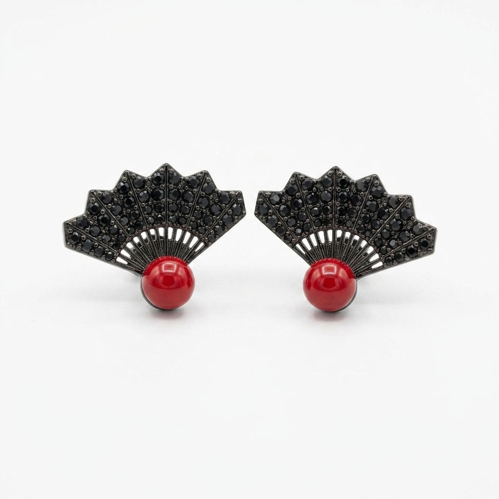 Midnight Fan Statement Studs Earrings