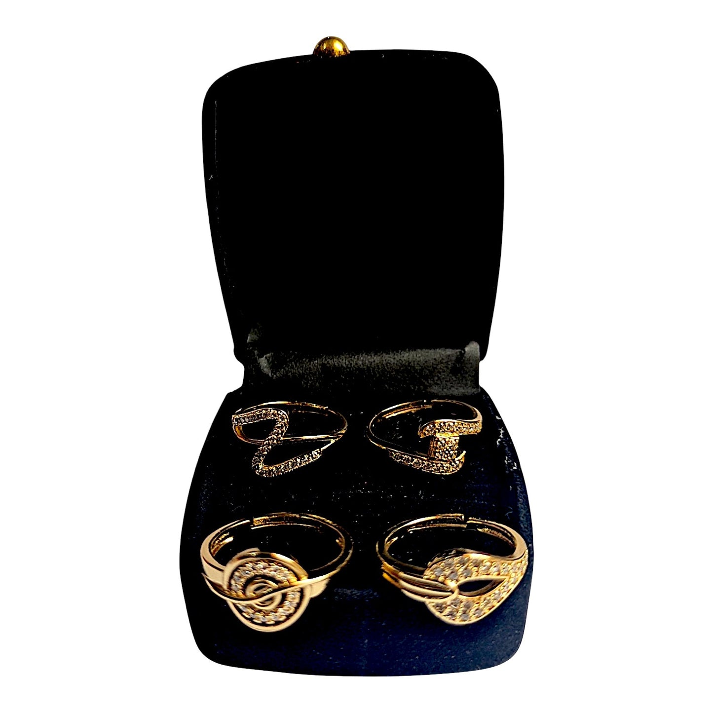 Elegant 4-Piece Gold-Toned Ring Set