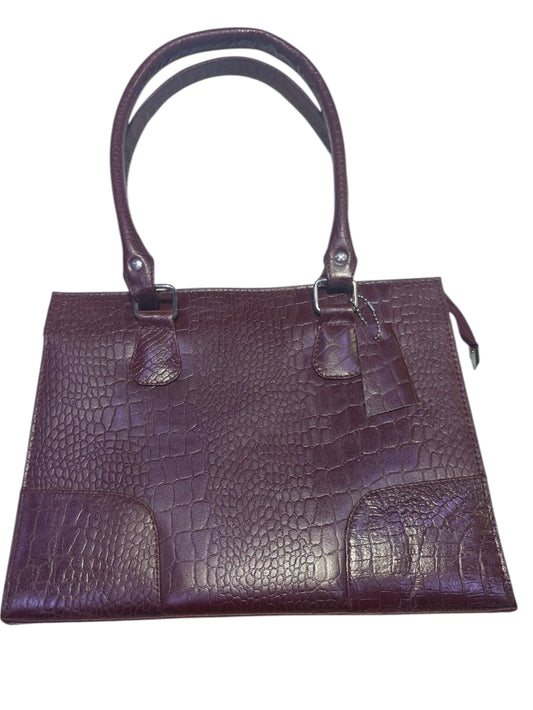 Luxury Croc-Embossed Leather Shoulder Bag – Deep Mahogany Maroon