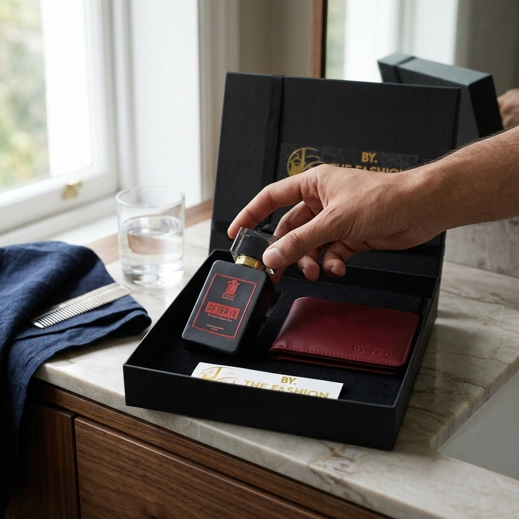 The Fashion Galleria – Ultimate Men’s Luxury Gift Set(ZAYAN AFTER IX + MAHROON LEATHER SMART & SLIM WALLET)