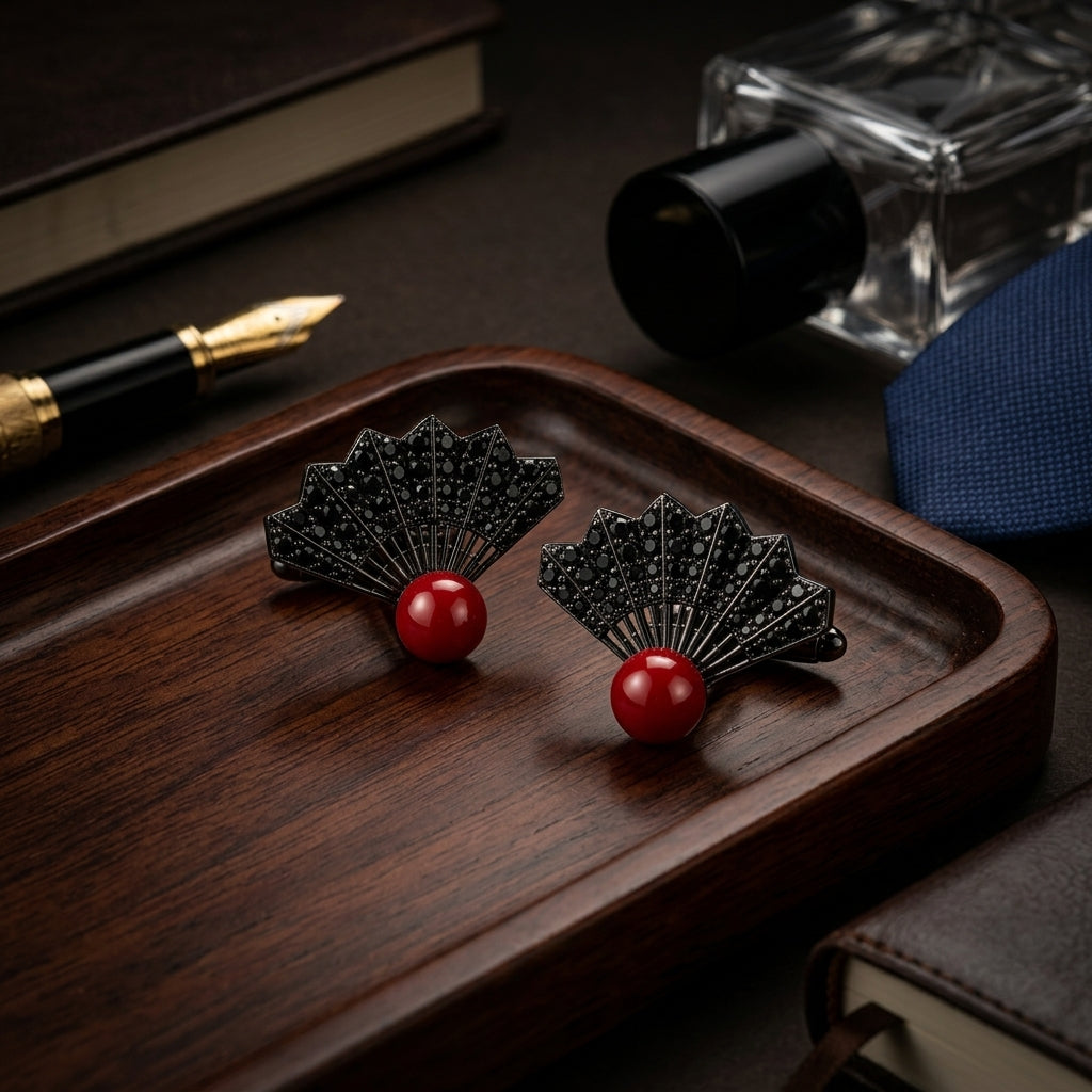 Midnight Fan Statement Studs Earrings