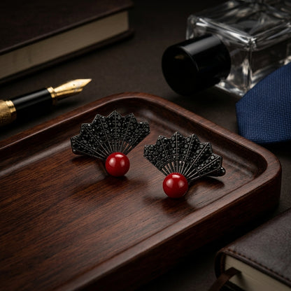 Midnight Fan Statement Studs Earrings