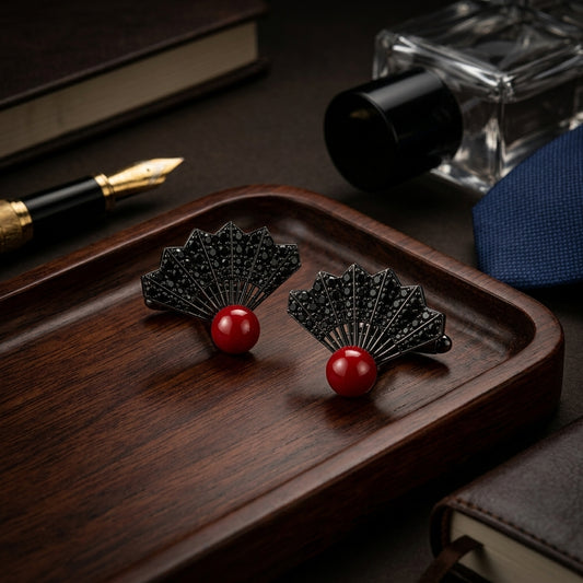 Midnight Fan Statement Studs Earrings