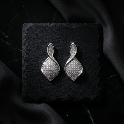 Silver Twist Pavé Statement Earrings