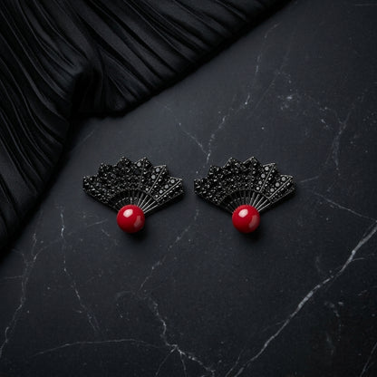 Midnight Fan Statement Studs Earrings