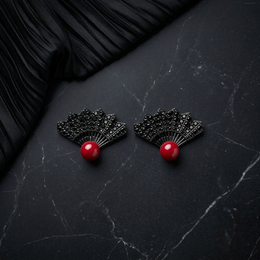 Midnight Fan Statement Studs Earrings