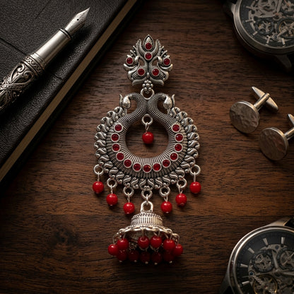✨ Royal Red Indian Jhumki Earrings ✨