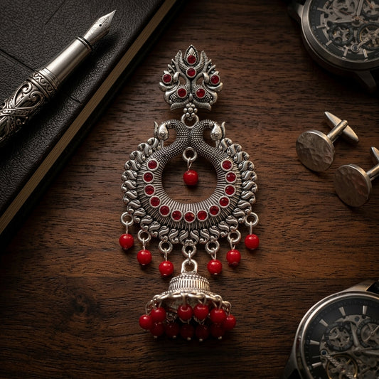 ✨ Royal Red Indian Jhumki Earrings ✨