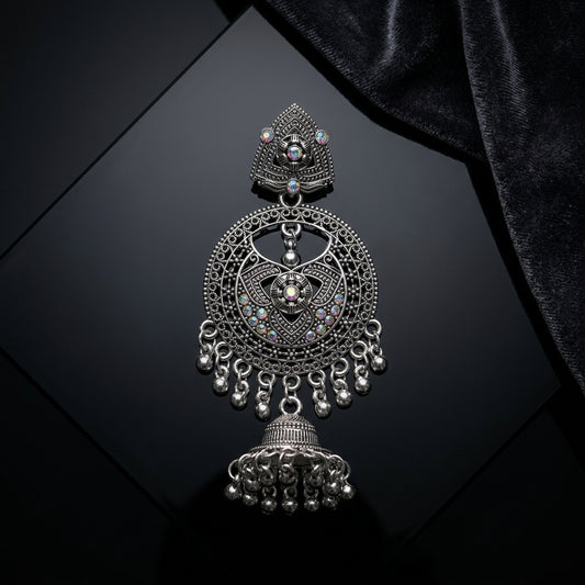 Antique Silver Oxidized Indian Jhumki Earrings