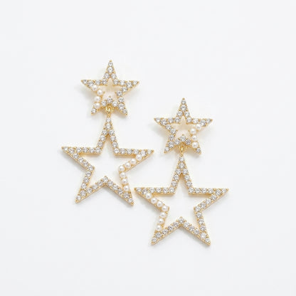 Celestial Double Star Drop Earrings