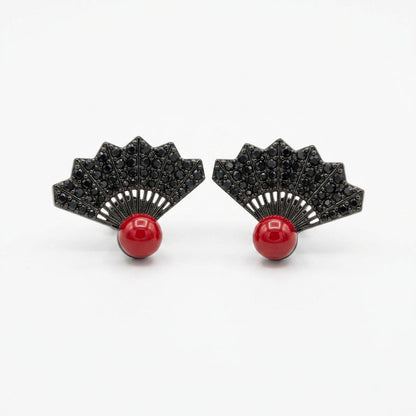 Midnight Fan Statement Studs Earrings