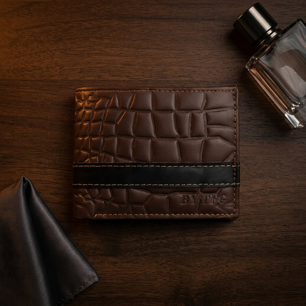 The TFG Croc-Embossed Brown Bifold | The Prestige Series