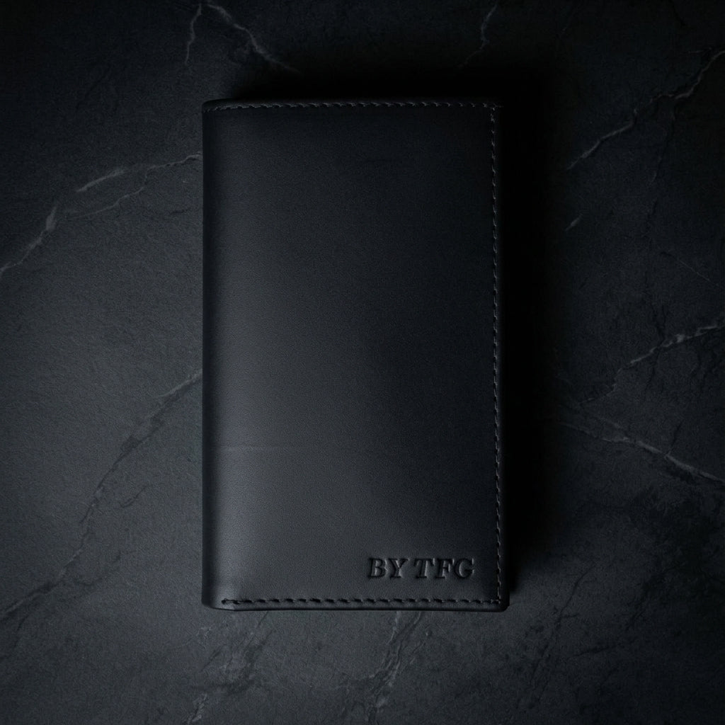 THE TFG Noir Executive Black Leather Long Wallet