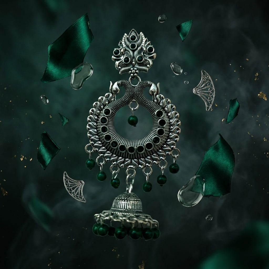 ✨ Green Indian Jhumki Earrings ✨