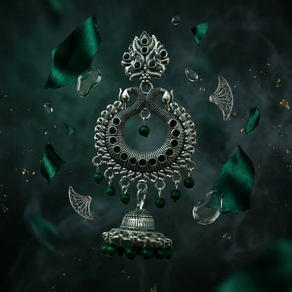✨ Green Indian Jhumki Earrings ✨