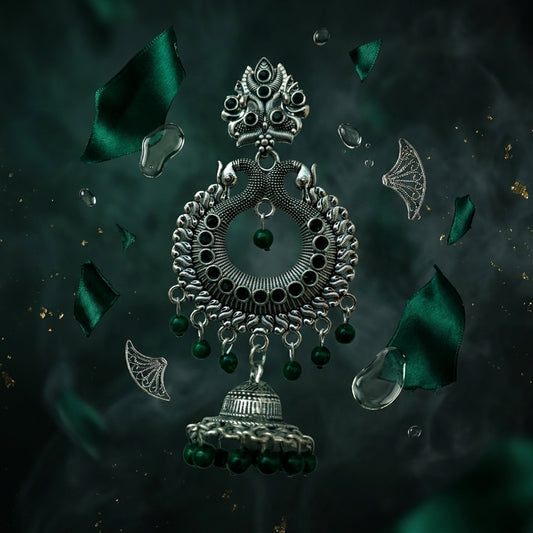 ✨ Green Indian Jhumki Earrings ✨