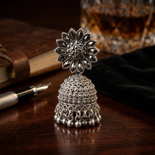 Antique Silver Sunflower Indian Jhumkai