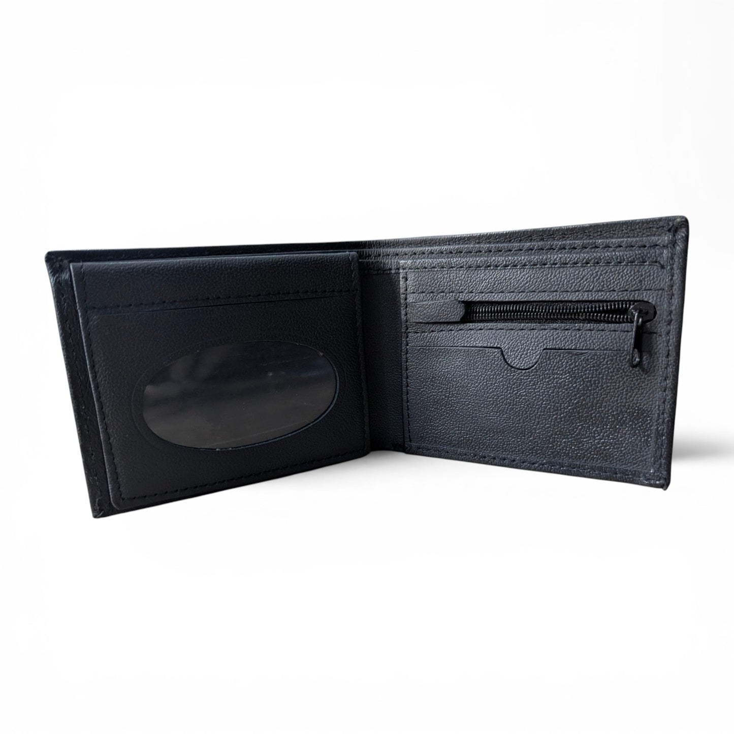 Premium Textured Genuine Leather Wallet – Black