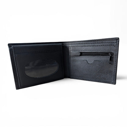 Premium Textured Genuine Leather Wallet – Black