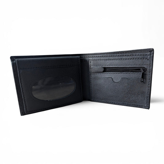 Premium Textured Genuine Leather Wallet – Black