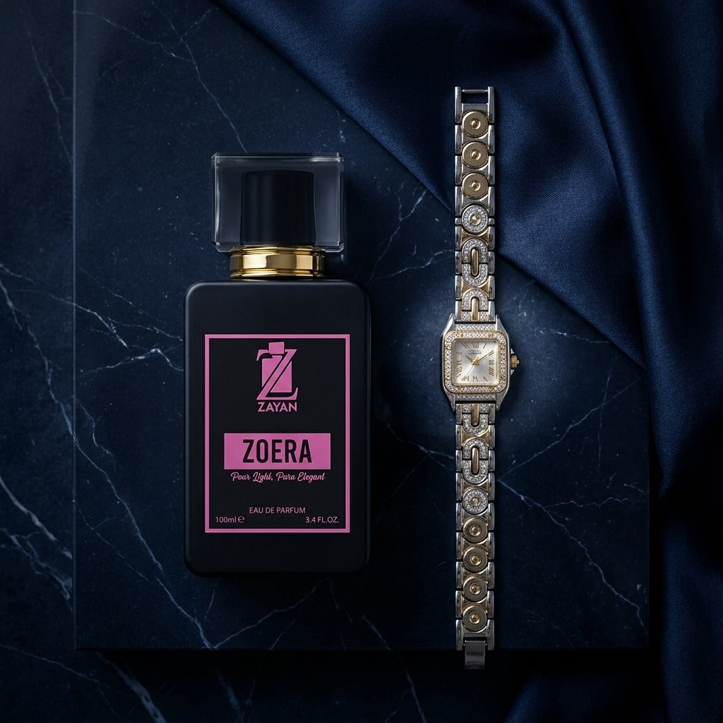 The Fashion Galleria – Women's Premium Perfume & Watch Gift Set (ZOERA + WATCH)