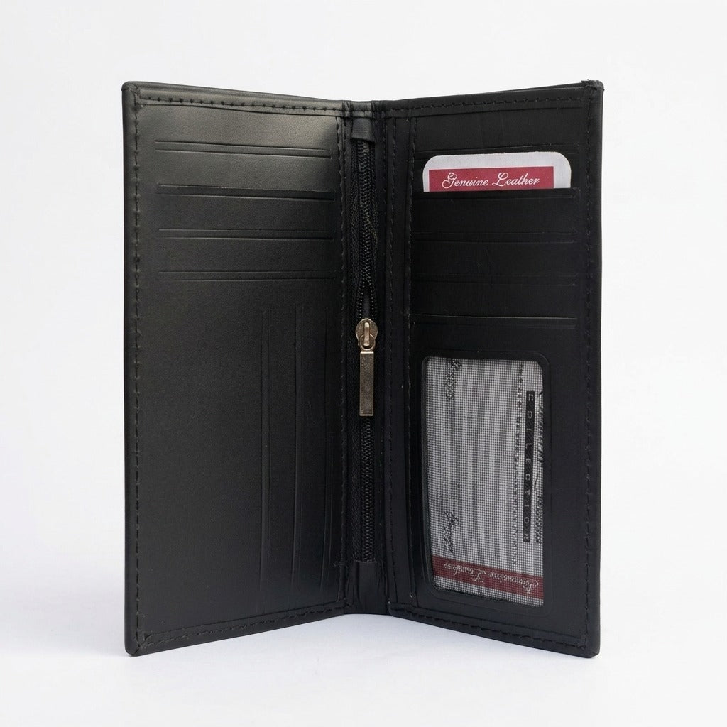 THE TFG Noir Executive Black Leather Long Wallet