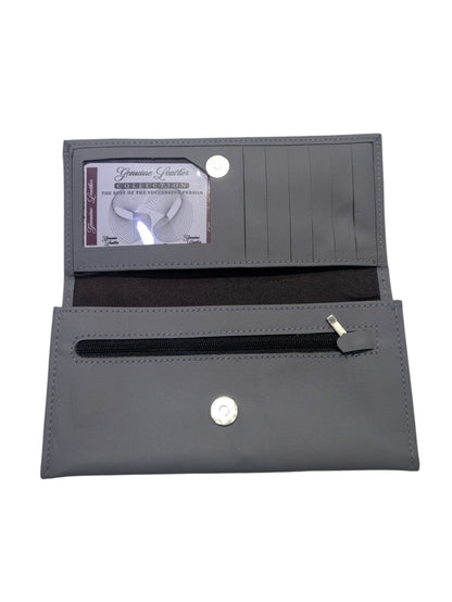 Verona Genuine Leather Slim Continental Wallet – Slate Grey