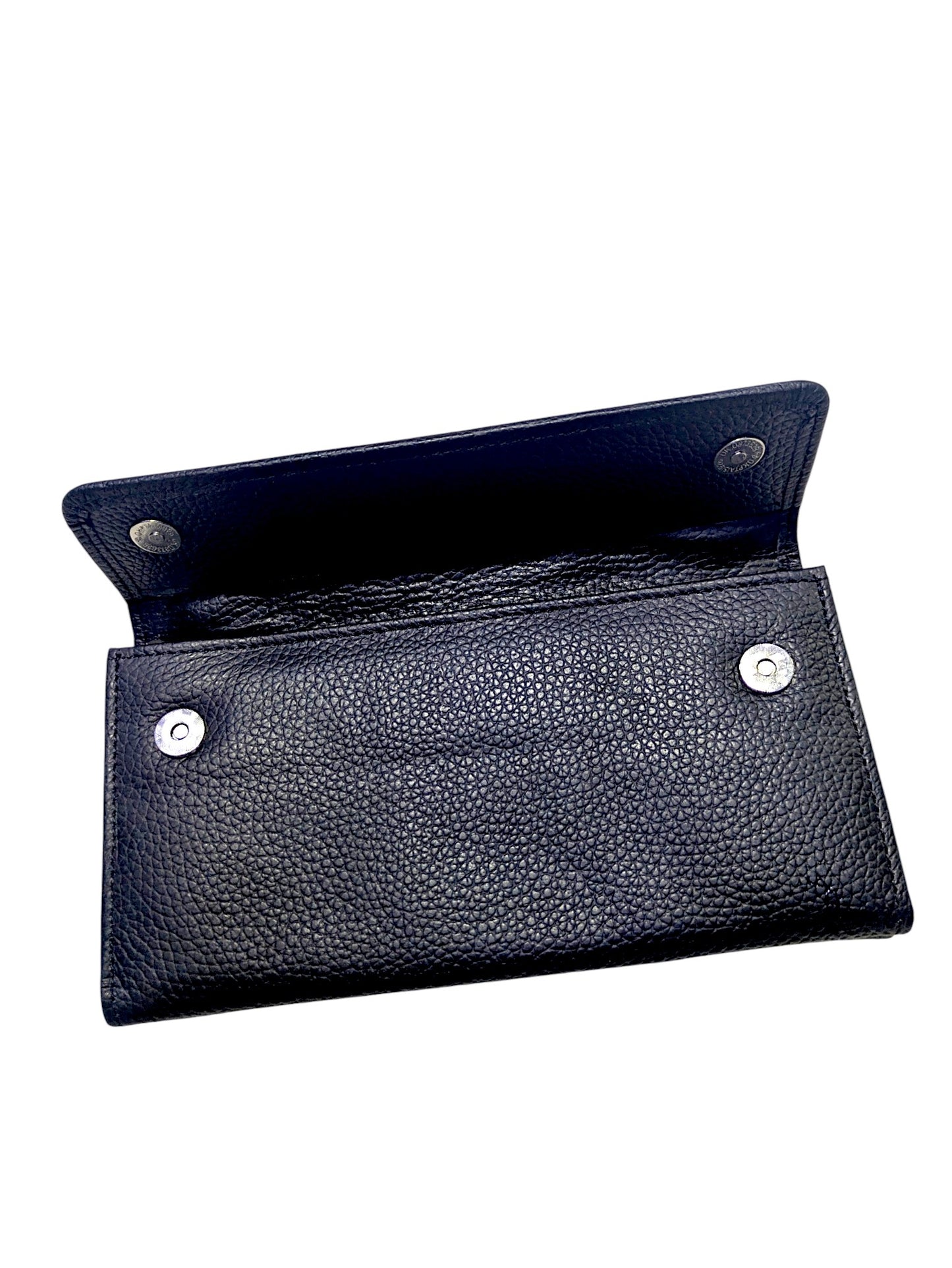 Multi-Compartment Pebbled Leather Wristlet Wallet – Midnight Navy For Her