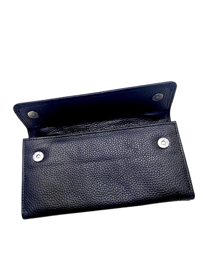 Multi-Compartment Pebbled Leather Wristlet Wallet – Midnight Navy For Her
