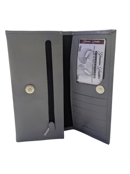 Verona Genuine Leather Slim Continental Wallet – Slate Grey