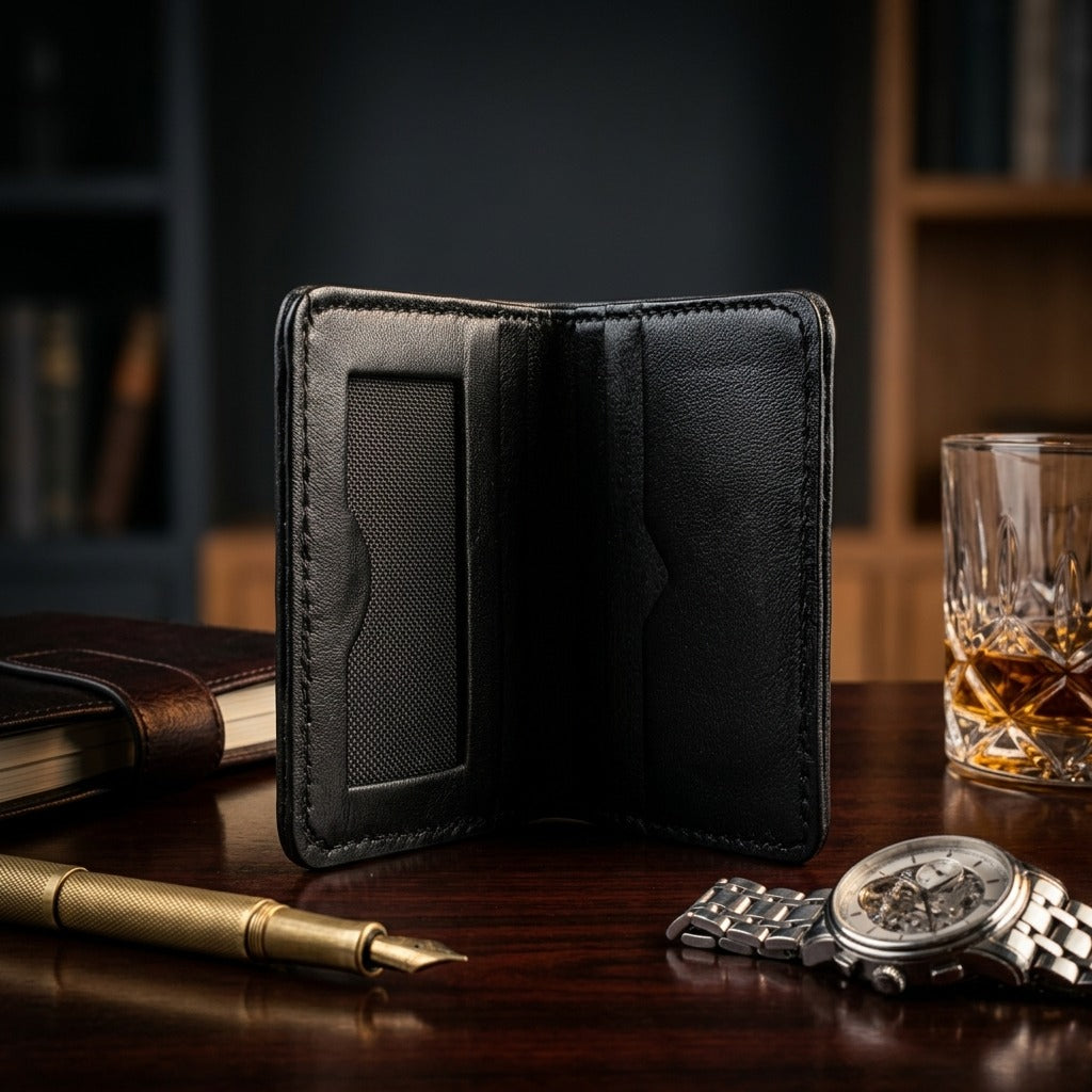 The TFG Black Pure Leather Card Holder | The Peak of Minimalism