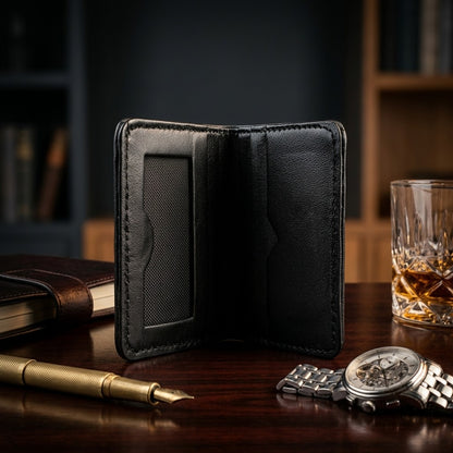 The TFG Black Pure Leather Card Holder | The Peak of Minimalism