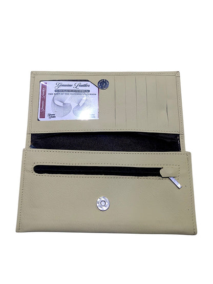 Verona Genuine Leather Slim Continental Wallet – Alabaster Beige For Her