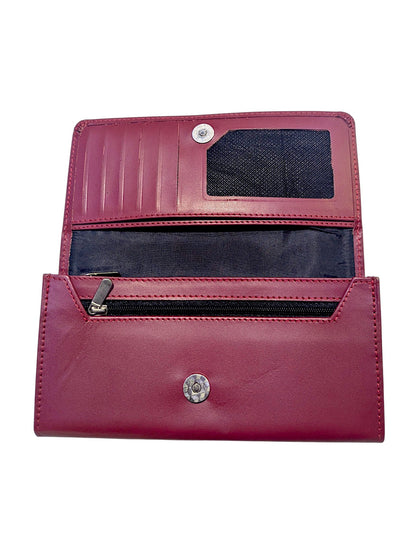 Classic Continental Leather Wallet – Burgundy Wine For Her