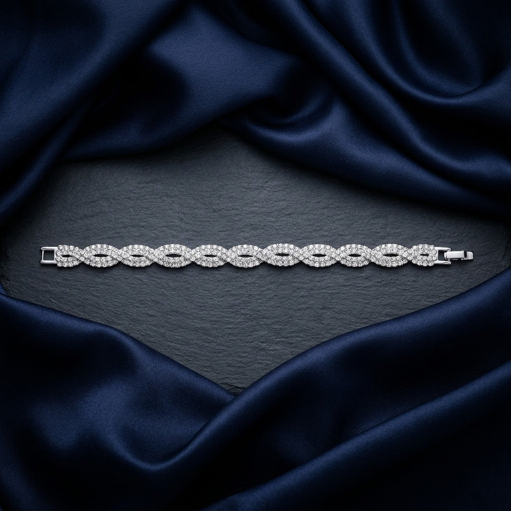 Eternal Sparkle Woven Bracelet Silver