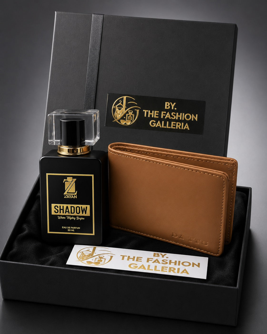 The Fashion Galleria – Ultimate Men’s Luxury Gift Set( ZAYAN SHADOW + MUSTARD LEATHER SMART SLIM WALLET)