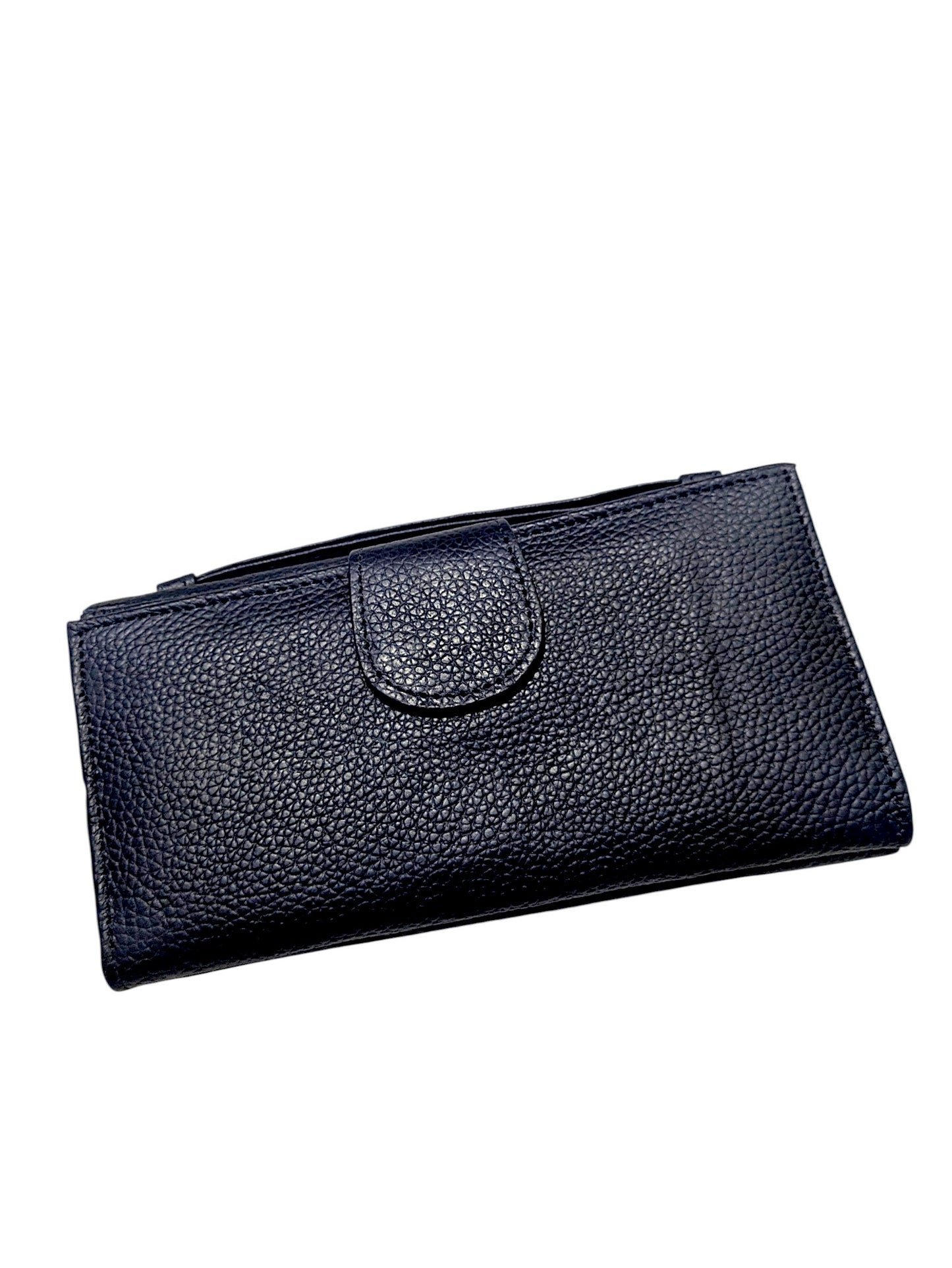Multi-Compartment Pebbled Leather Wristlet Wallet – Midnight Navy For Her
