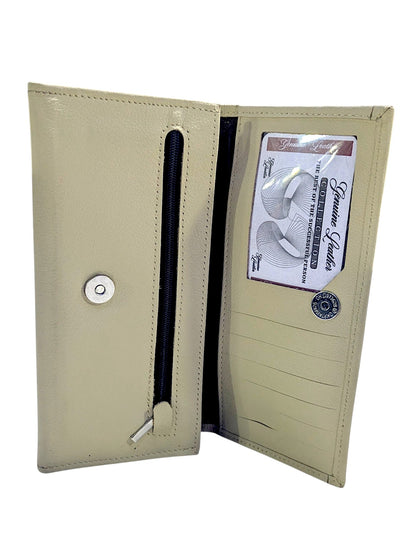 Verona Genuine Leather Slim Continental Wallet – Alabaster Beige For Her