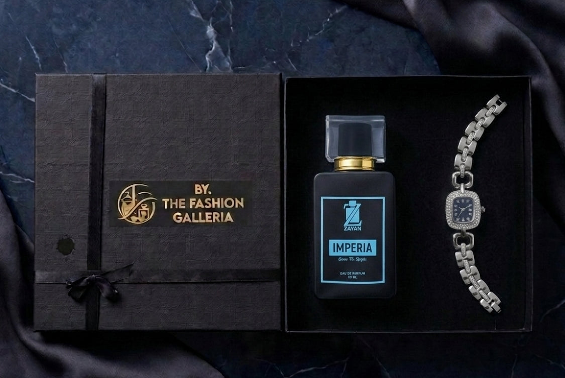 The Fashion Galleria – Women's Premium Perfume & Watch Gift Set ( IMPERIA + WATCH )