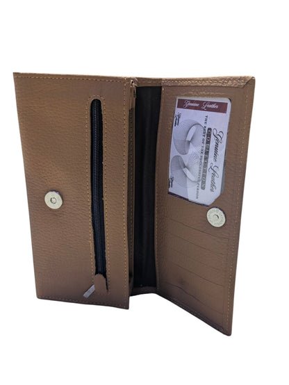 Verona Genuine Leather Slim Continental Wallet – Earthy Tan For Her