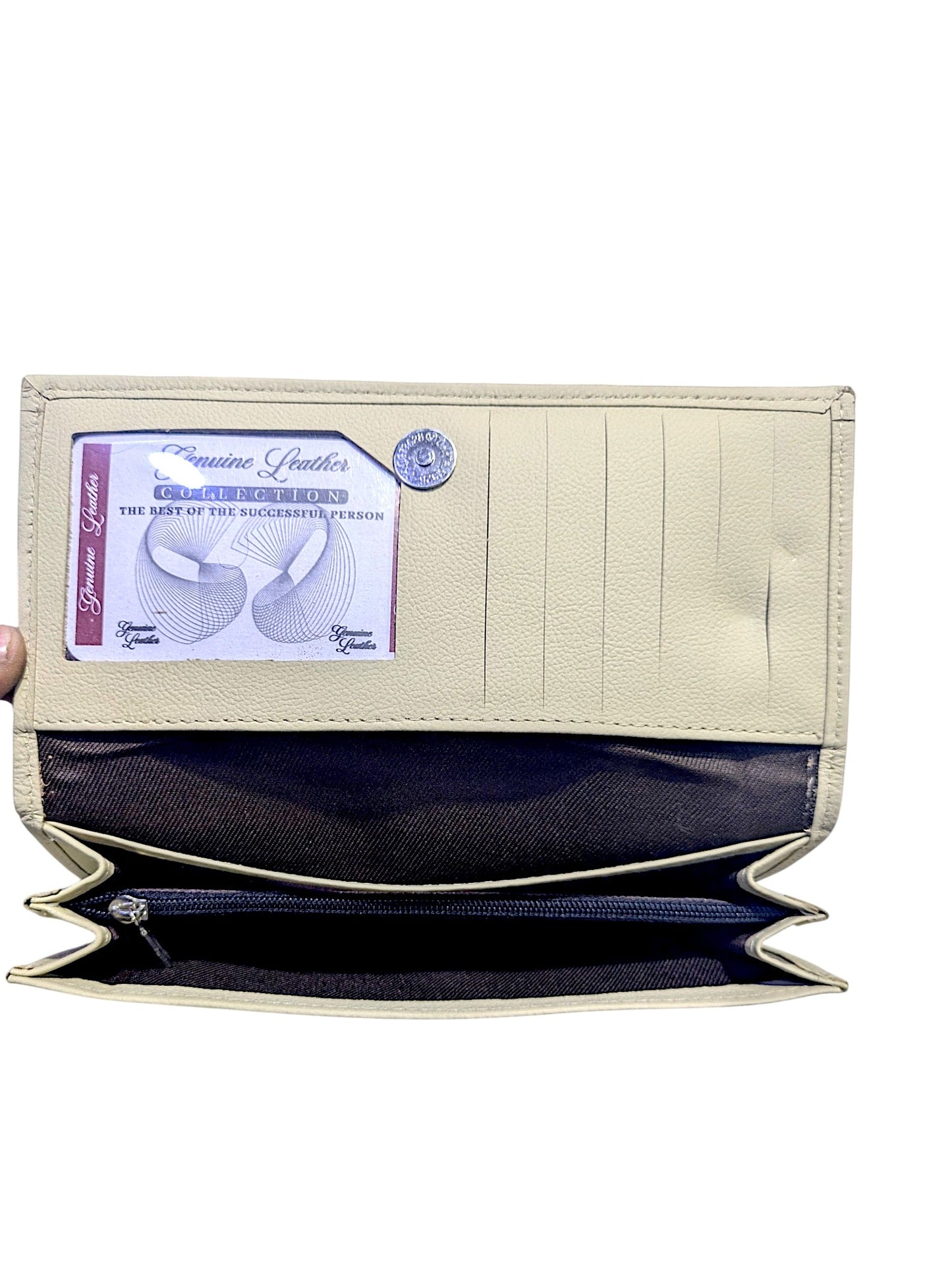 Verona Genuine Leather Slim Continental Wallet – Alabaster Beige For Her