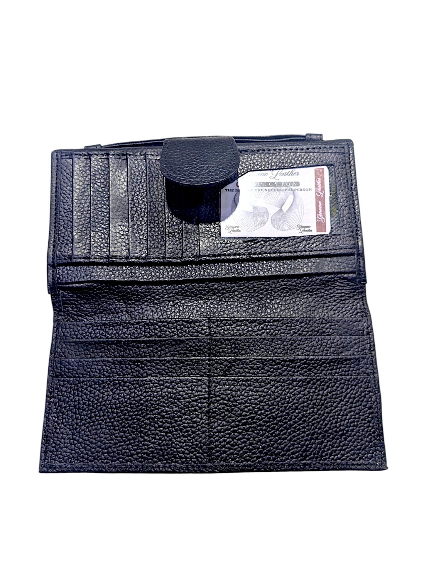 Multi-Compartment Pebbled Leather Wristlet Wallet – Midnight Navy For Her